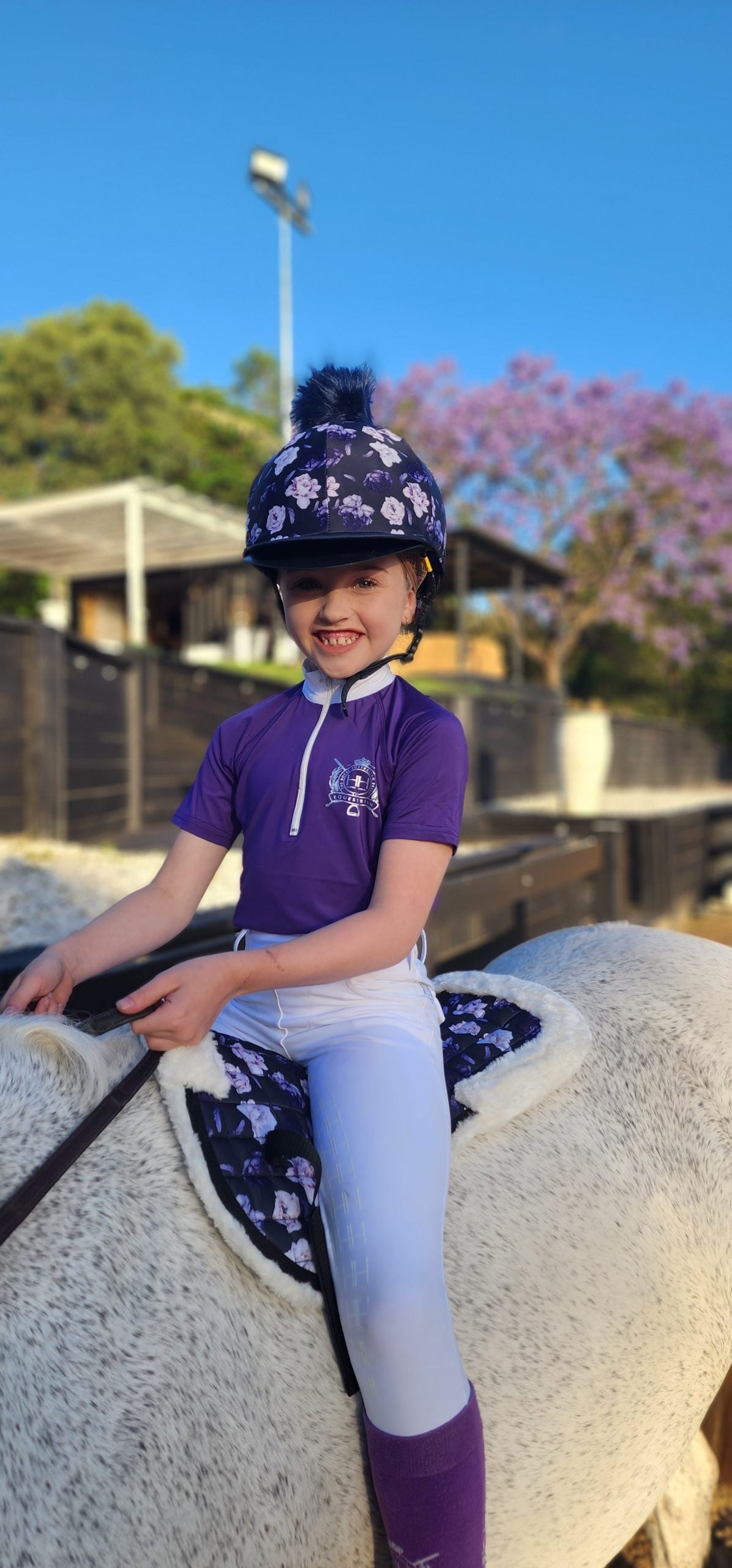 Sheepskin Half Pad - Purple Floral