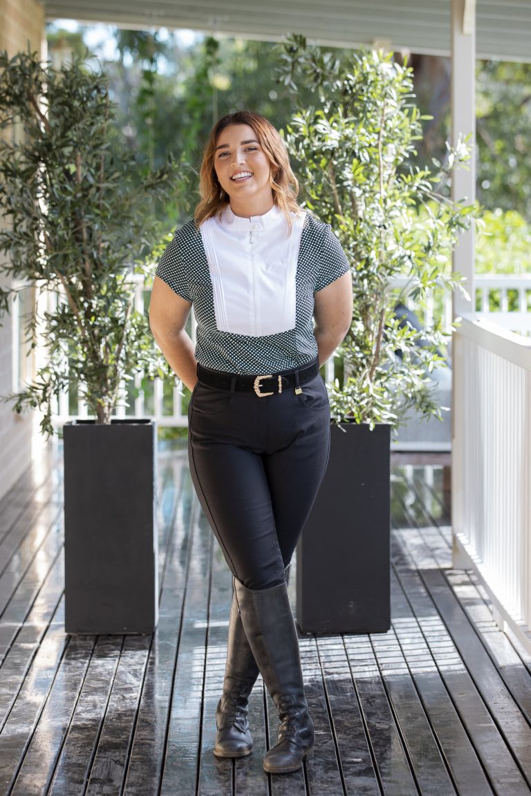 Short Sleeve Riding Shirt Black Turquoise Spot- Ladies