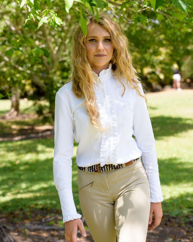 Long Sleeve Ruffle Shirt with pearl buttons
