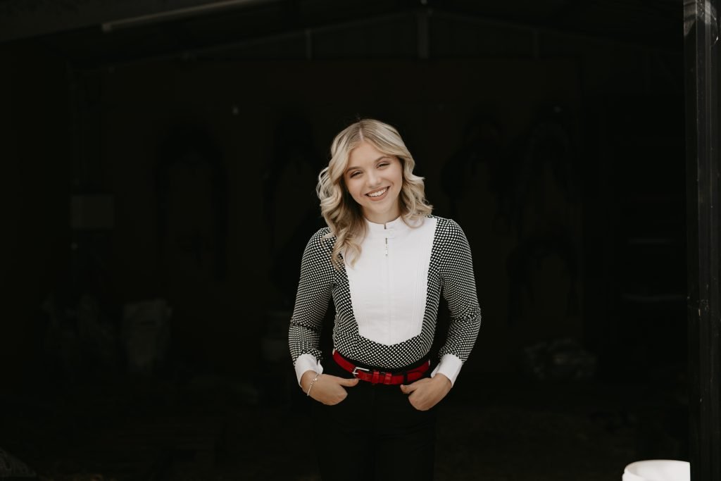 Long Sleeve Riding Shirt Black White Spot- Ladies