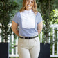 Short Sleeve Riding Shirt Navy Spot- Ladies